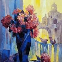 窗系列__盛開的繡球花10F