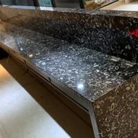 黑貝殼大理石檯面完工照-高雄大運石材