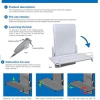 This is a sign that says "Change Table Instructions for Use", with a product description of the table, pre-use checks, and instructions on how to lower and raise the table.