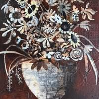 "Burnt Sienna Flowers" / SOLD