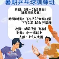 暑期乒乓球訓練班