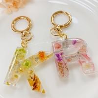 Floral Resin Alphabet Keychain