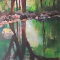 Reflection By The Waterfall 