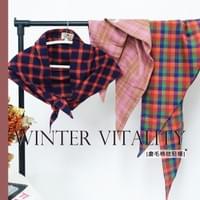 格纹磨毛三角巾