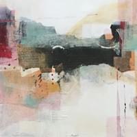 A Morning Walk.  24" x 72" Triptych  Combined Medium on Canvas : Textual fabric, acrylic, teabag, paper