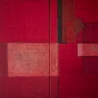 Vermilion Red  39'5" x 31.5"  Diptych Combined Medium on Canvas 