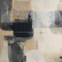 Up on the Hill.  46" x 40"  Combined Medium on Canvas : Linen, fabric, acrylic, teabag, color pencil