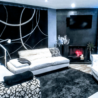 Wide angle view of livingroom