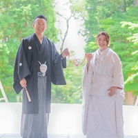 新緑の中ウェディングフォト撮影