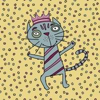 Cat with Crown and Dots