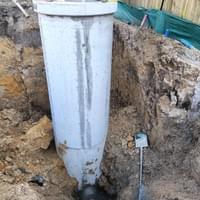5-metre deep manhole construction using trench shoring in West Harbour, Auckland.