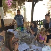 Emil Podrug, Jelena Jović, Martin Welker, Heather Hillson, Kyra Kennett, Claire Ebert, and Emily Zavodny identifying faunal remains. Summer 2017
