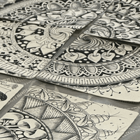 Working on a 4-part Zentangle composition