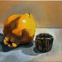 Ripe quince & a chocolate pot
