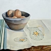 Fresh eggs and vintage linen