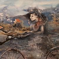 Self-portrait on a bicycle