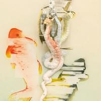 Five-Headed Dragon Dust, 2021, hanging scroll, eraser shavings, resin