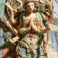 Marishiten Dust, 2024, hanging scroll, eraser shavings, resin clay