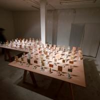 Hyakuyaku Evil Dust, 2020-21, medicine bag, eraser shavings, resin