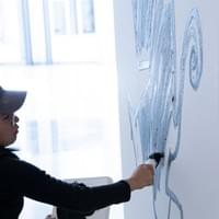 Mi-chan, 2023, wall painting, at Hiroshima City Museum of Contemporary Art