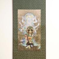 Marishiten Dust, 2024, hanging scroll, eraser shavings, resin clay