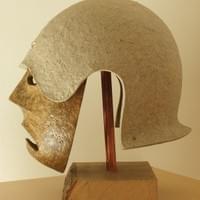 fantastical helmet on stand