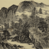 中國水墨風景畫 中國著名書畫家謝遠新 原創手繪