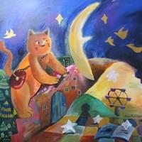 找月亮/116x91cm/壓克力彩、畫布