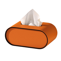 Orange Leather Tissue Box