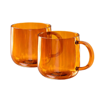 Amber Glass Mugs 2pc Set