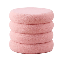 Pink Round Storage Ottoman