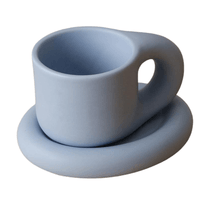 Blue Chubby Mug & Saucer