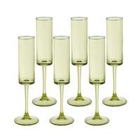 Green Champagne 6pc Flute Set