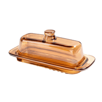 Amber Glass Butter Holder Tray