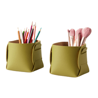 Green Leather Desk Storage 2pk
