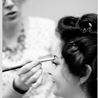 Makeup application on bride, wedding day, Boston, massachusetts 