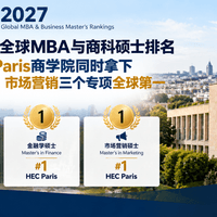 QS 2027 全球MBA与商科硕士排名正式发布