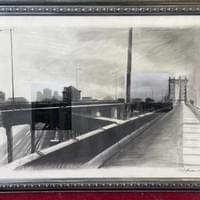 Manhattan Bridge (Photo Extension).  42"X32" Graphite on Board