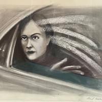 Woman in a Cab.  Graphite and chalk on paper
