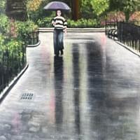 Madison Park Rain.  oil on Linen, 16"X20"