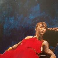Notte ruvida con vestito rosso