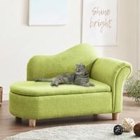 可愛らしい曲線デザイン 座面収納庫付きペットソファ グリーン