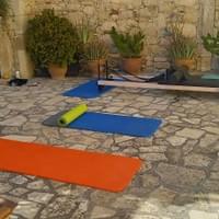 Private yard to practice Pilates outdoors