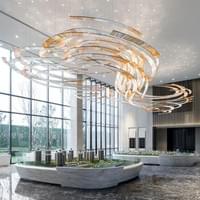 Professional Installation of Custom Hotel Lobby Chandeliers