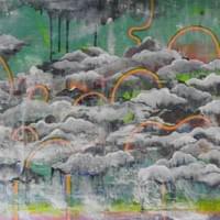 green sky with rainbow 24 x 36