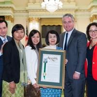 Assemblymember Patrick O'Donnell introduced HR 46, declaring April 17, 2016 as Cambodian Genocide Memorial Day at the Assembly floor. Speaker Anthony Rendon, Assemblymember Christina Garcia and the Cambodian Advocacy Collaborative took part in the presentation. April 14th, 2016.    - Photo courtesy of the Office of Patrick O'Donnell