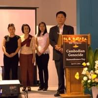 Executive Directors (L-R) Lian Cheun (KPA), Chan Hopson (KPA), Susana Sngiem (UCC), and Kimthai Kuoch (CAA) stand united  at the Cambodian Genocide Awareness Event in Long Beach - April 17th, 2015