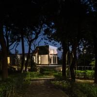 校史館右後方林蔭步道夜景