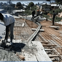 Pouring the concrete slab of the new floor