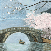 姓名：何玟靜(Grace)       作品名稱：櫻橋流光 